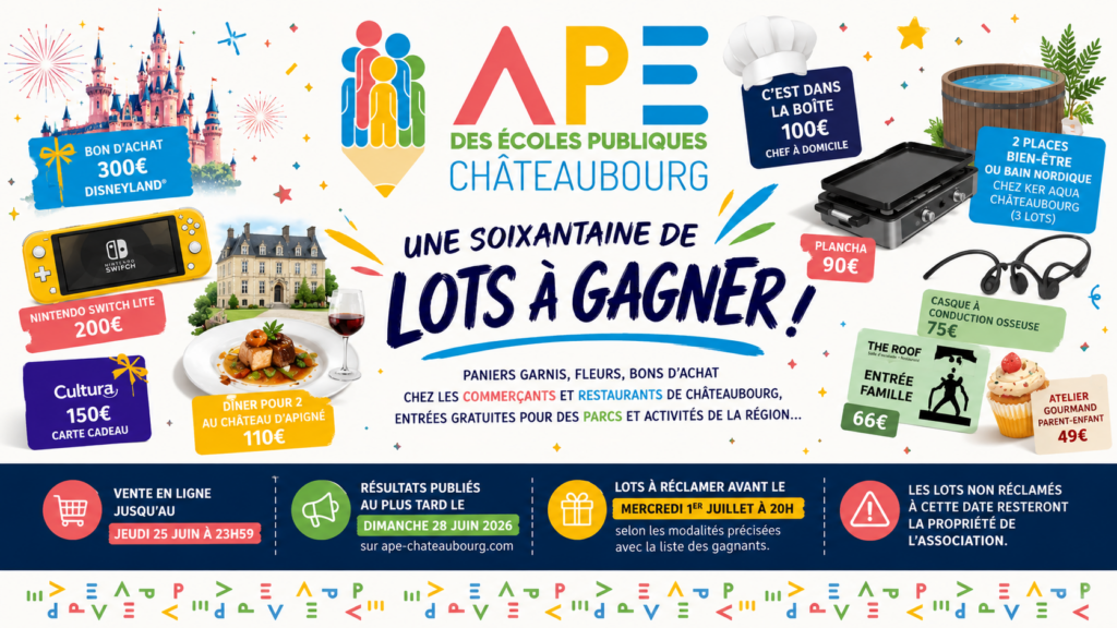 Tombola fête des écoles publiques de Chateaubourg 2026